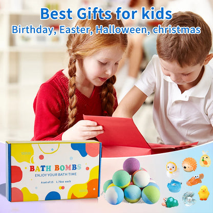 Bubble Bath Bombs for Kids – Surprise Toy Inside (15 Pack)